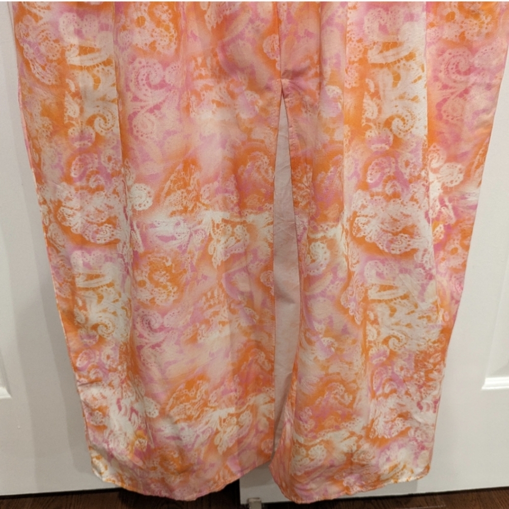 Topshop Dress 14 Pink Orange Sleeveless Maxi Midi Cutout Poplin - Picture 7 of 12